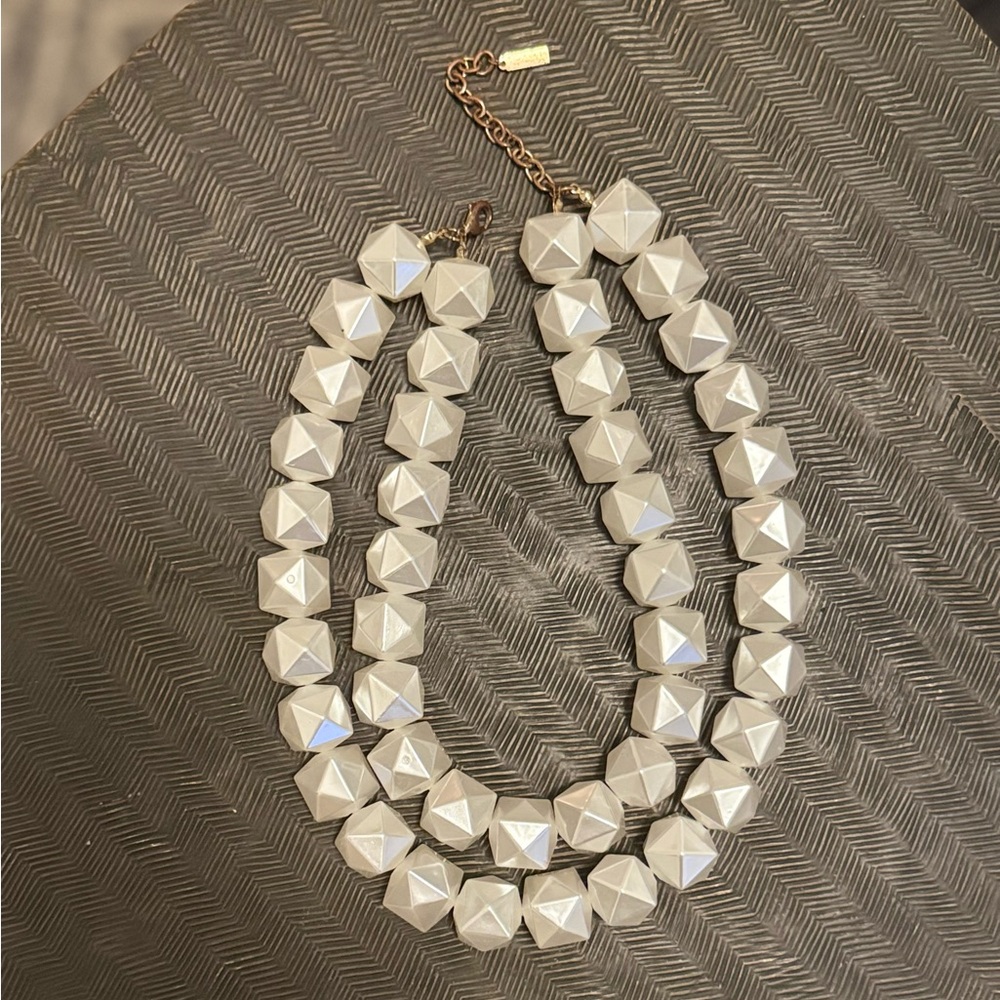 Elegant White Geometric Necklace